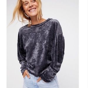 Free People gray  crushed velvet top sz Medium